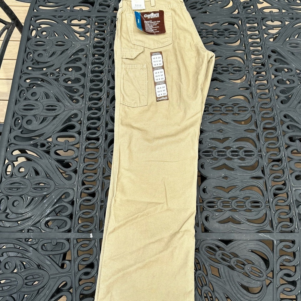 Carhartt Women's Tan Relaxed Fit Canvas Carpenter Jeans